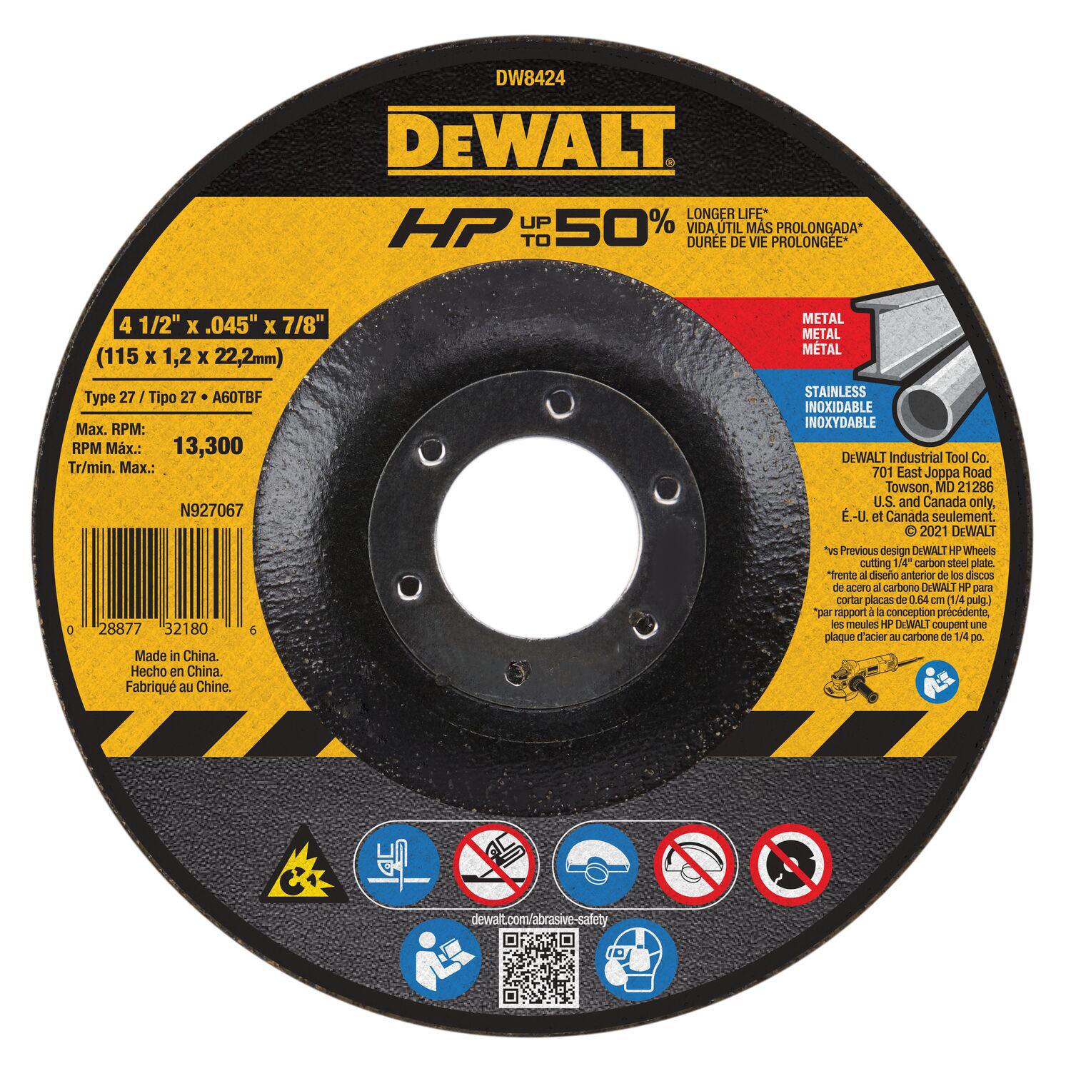 4-1/2 IN. DIA 5/8 IN. ARBOR HP METAL CUTTING WHEELS TYPE 27