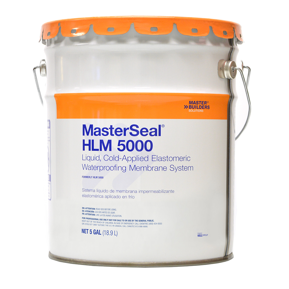 MASTERSEAL HLM 5000 TROWEL GRADE WATERPROOFING 5 GALLON LIQUID COLD-APPLIED ELASTOMERIC MEMBRANE SYSTEM