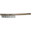 3 X 19 ROWS STAINLESS STEEL WIRE CURVED WOOD HANDLE SCRATCH BRUSH