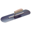 16 IN. X 4 IN. BLUE STEEL POOL TROWEL WITH A CAMEL BACK WOOD HANDLE ON A SHORT SHANK