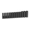 1/2 IN. DRIVE DEEP LENGTH IMPACT 6 POINT METRIC SOCKET SET 10 TO 27 MM
