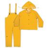 MEDIUM THREE PIECE DELUXE YELLOW NYLON RAIN SUIT WITH DETACHABLE HOOD