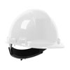 WHITE CAP STYLE HARD HAT WITH HDPE SHELL 4-POINT SUSPENSION AND RATCHET ADJUSTMENT