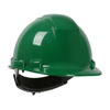 DARK GREEN CAP STYLE HARD HAT WITH HDPE SHELL 4-POINT SUSPENSION AND RATCHET ADJUSTMENT