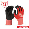 CUT 1 12 PACK NITRILE DIPPED GLOVES (MULTIPLE SIZES AVAILABLE)