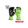 CUT 3 HIGH VISIBILITY POLYURETHANE DIPPED GLOVES 12 PACK (MULTIPLE SIZES AVAILABLE)