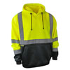 CLASS 3 HI-VIS GREEN/BLACK BLOCKED HOODED SWEATSHIRT PULLOVER (MULTIPLE SIZES AVAILABLE)