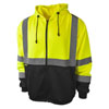 HI-VIS GREEN/BLACK CLASS 3 COLOR BLOCKED HOODED SWEATSHIRT PULLOVER (MULTIPLE SIZES AVAILABLE)